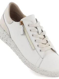 Dámské zvýšené kožené polobotky béžové Jezzi 138