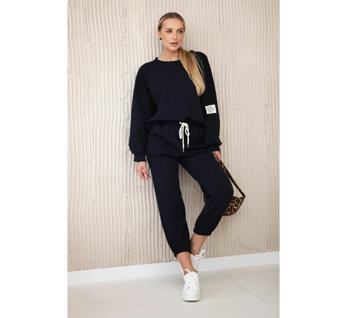 Komplet teplákové + kalhoty máslová látka námořnická modř Komplet teplákové + kalhoty máslová látka námořnická modř