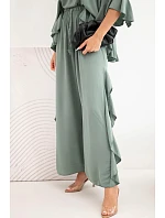 Dámský viskózový boho komplet s volány khaki Dámský viskózový boho komplet s volány khaki