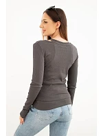 Dámská bavlněná dvoudílná halenka s topem a halenka s dlouhým rukávem grafitová