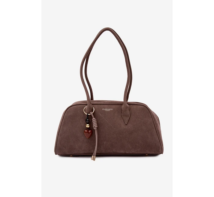 Eko semišová kabelka s přívěskem tmavohnědá Noelia
