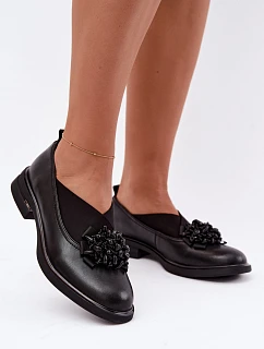 Dámské kožené polobotky s ozdobou  Černé model 22386291 - T.Sokolski