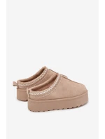 Dětské/módní sněhule s výšivkou na platformě Jolisse – béžové