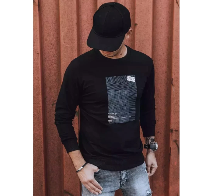 Pánská mikina s potiskem černá FashionStreet BX5353