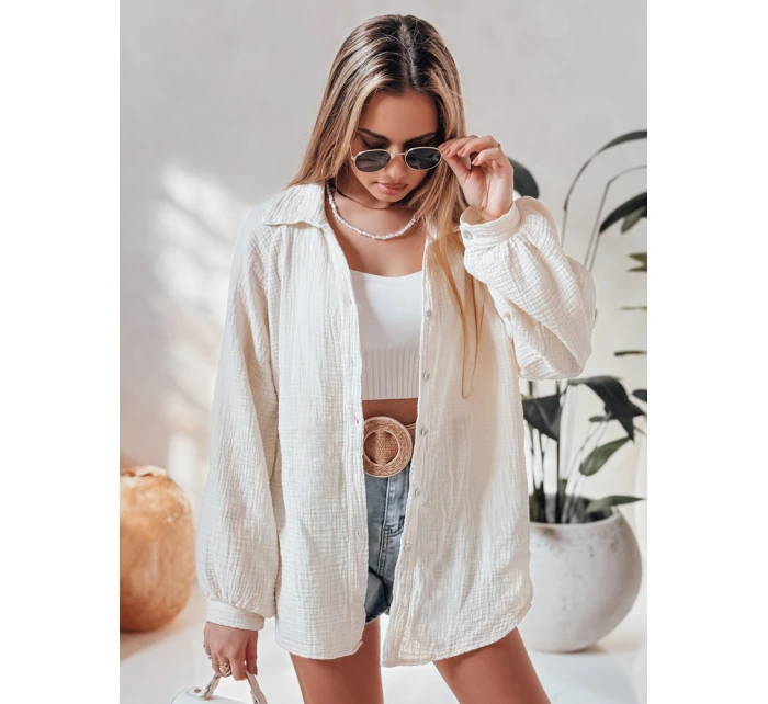 Dámská oversize mušelínová košile MUSLINEA krémová FashionStreet DY0480