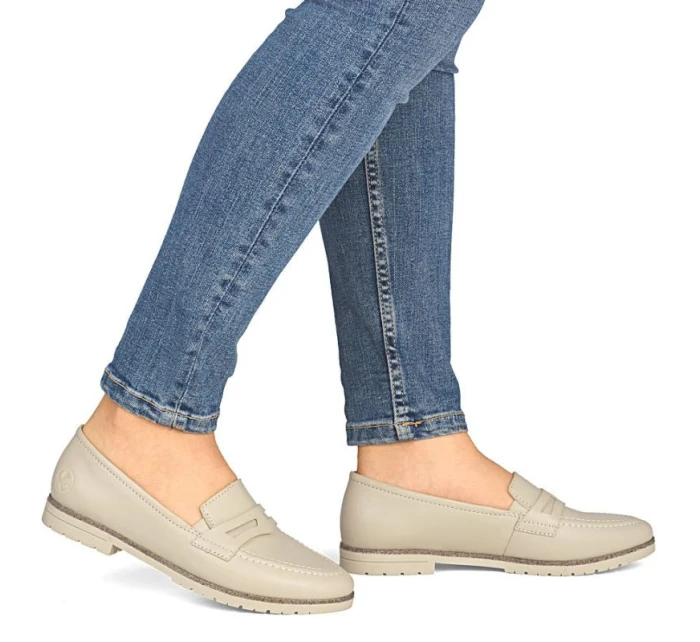 Dámské kožené mokasíny lords beige Rieker 75300-63 Dámské kožené mokasíny lords beige Rieker 75300-63