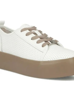 Dámské kožené polobotky sportovní creepers bílé Filippo DP6116