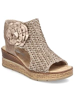 Dámské pohodlné sandály s pletenou platformou béžové Rieker 63791-60 Dámské pohodlné sandály s pletenou platformou béžové Rieker 63791-60