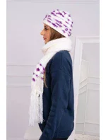 Dámská souprava se šátkem Anika K304 ecru+violet Dámská souprava se šátkem Anika K304 ecru+violet