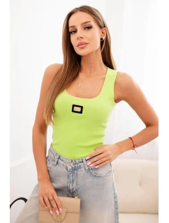 Dámská pruhovaná tílko s ozdobnou nášivkou světlá zelená