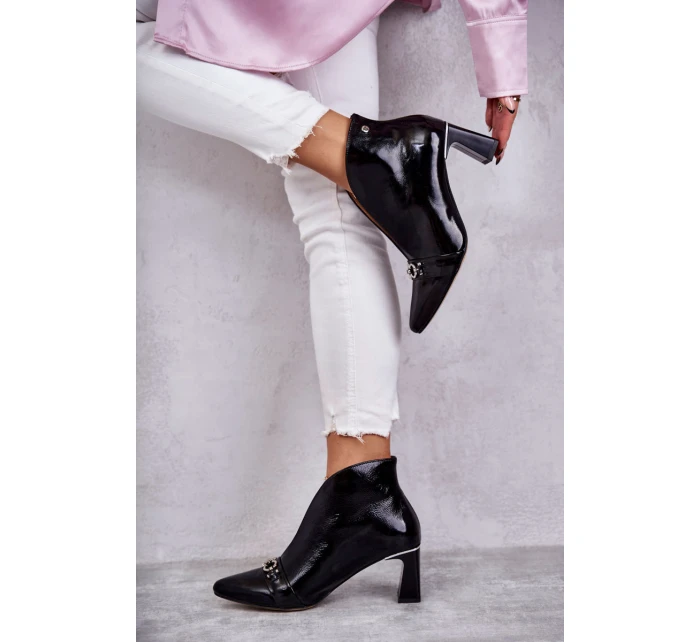 Kožené holínky na sloupku Černe model 21598292 - Maciejka