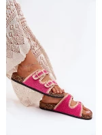Háčkované Dámské Pantofle Se Zlatými Přezkami Fuchsie Fenira Háčkované Dámské Pantofle Se Zlatými Přezkami Fuchsie Fenira