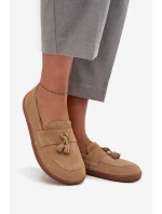 Kožené semišové mokasíny typu barefoot Zazoo – béžové