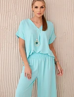 Komplet s náhrdelníkem halenka + kalhoty mincovna