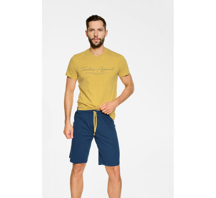 Pánské pyžamo Pulse 39738-18X Žlutá a tmavě modrá - Henderson