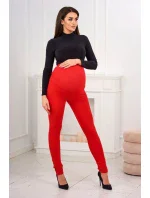 Dámské bavlněné těhotenské kalhoty 19975 červené - Kesi Dámské bavlněné těhotenské kalhoty 19975 červené - Kesi