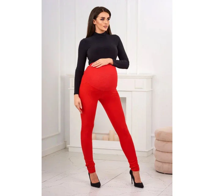 Dámské bavlněné těhotenské kalhoty 19975 červené - Kesi Dámské bavlněné těhotenské kalhoty 19975 červené - Kesi