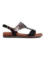 Moderní černé sandály dámské na plochém podpatku Moderní černé sandály dámské na plochém podpatku