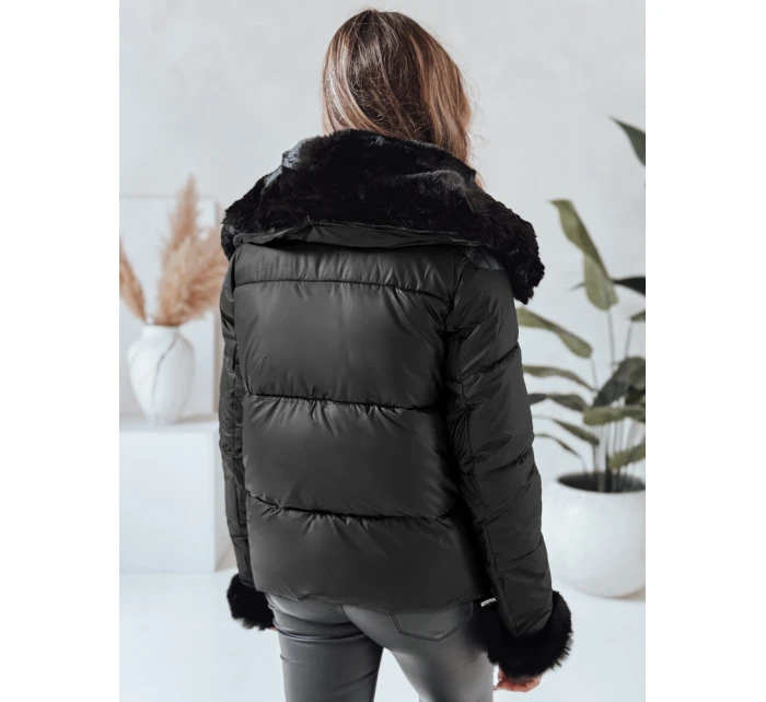 Dámská krátká bunda s kožešinou černá FashionStreet TY5067