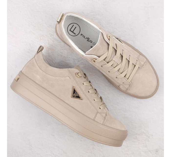 Filippo W PAW315C béžové semišové kožené polobotky na platformě