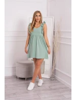 Šaty s volánky na bocích tmavě mátové barvy Šaty s volánky na bocích tmavě mátové barvy