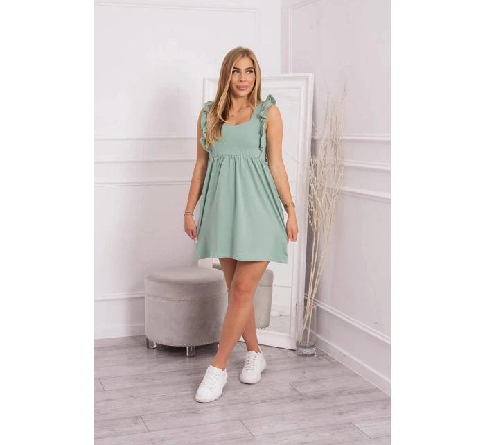 Šaty s volánky na bocích tmavě mátové barvy Šaty s volánky na bocích tmavě mátové barvy