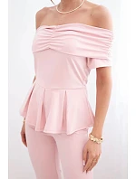 Dámský bavlněný komplet s krátkým rukávem a šortkami žlutý Dámský bavlněný komplet s krátkým rukávem a šortkami žlutý