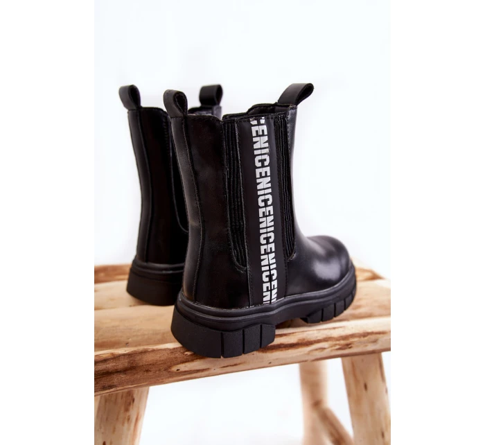 Dětské vysoké zateplené kozačky černé model 21597214 - Boto Dětské vysoké zateplené kozačky černé model 21597214 - Boto