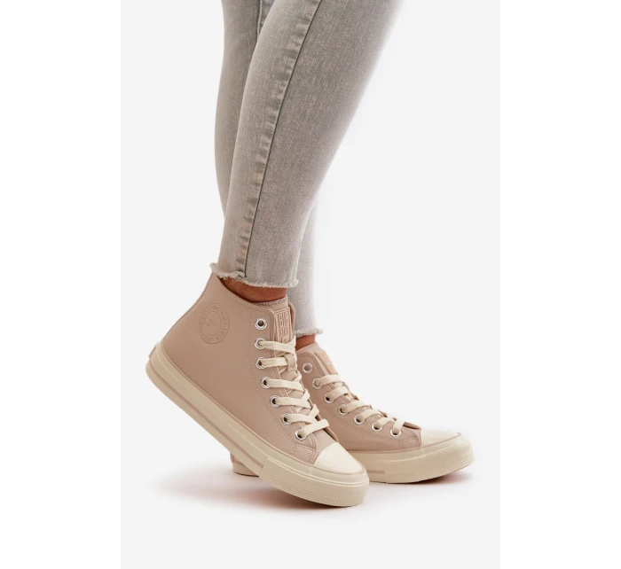 Dámské Tenisky Z Eko Kůže Béžové Big Star OO274934 Dámské Tenisky Z Eko Kůže Béžové Big Star OO274934