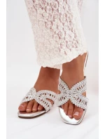 Dámské ploché stříbrné pantofle model 22031972 - Boto