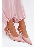 Dámské sandály z umělé kůže na podpatku Růžové model 22102970 - Boto