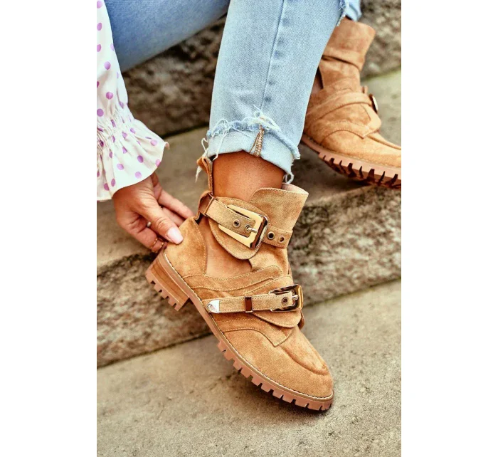 Dámské Kotníkové Boty Lu Boo Semišové s vykrojením Camel Rock Girl Dámské Kotníkové Boty Lu Boo Semišové s vykrojením Camel Rock Girl