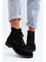 S.Barski dámské kotníkové boty se vzorem, černé S.Barski dámské kotníkové boty se vzorem, černé