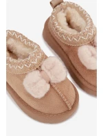 Dětské sněhule s výšivkou a mašličkou Daven – béžové Dětské sněhule s výšivkou a mašličkou Daven – béžové