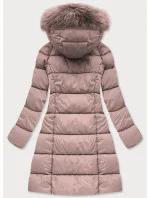 DŁUGA PIKOWANA KURTKA DAMSKA ZIMOWA Z KAPTUREM RÓŻ model 21241739 - Libland