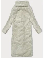 Kožešinový dámský kabát v bervě ecru s límcem (WD2332)