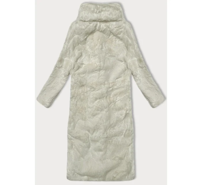 Kožešinový dámský kabát v bervě ecru s límcem (WD2332)