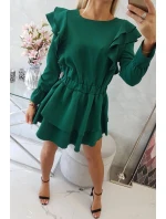 Šaty se model 20753767 volány tmavě zelené - K-Fashion
