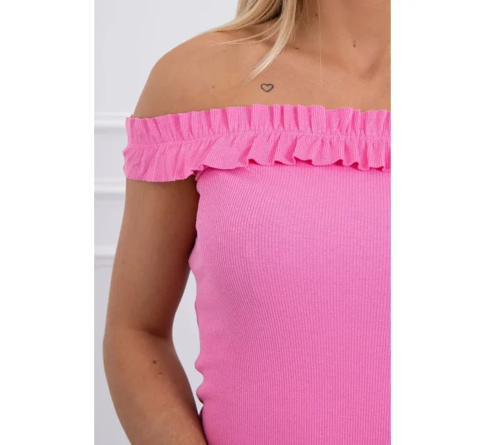 Třpytivá halenka s volánky světle růžová Třpytivá halenka s volánky světle růžová