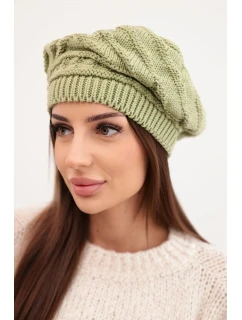 Dámská zimní čepice z vlny volného střihu s ozdobným vzorem model 21878077 khaki - K-Fashion