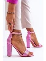 Dámské sandály na vysokém podpatku se zirkony Růžové Idealistic Dámské sandály na vysokém podpatku se zirkony Růžové Idealistic