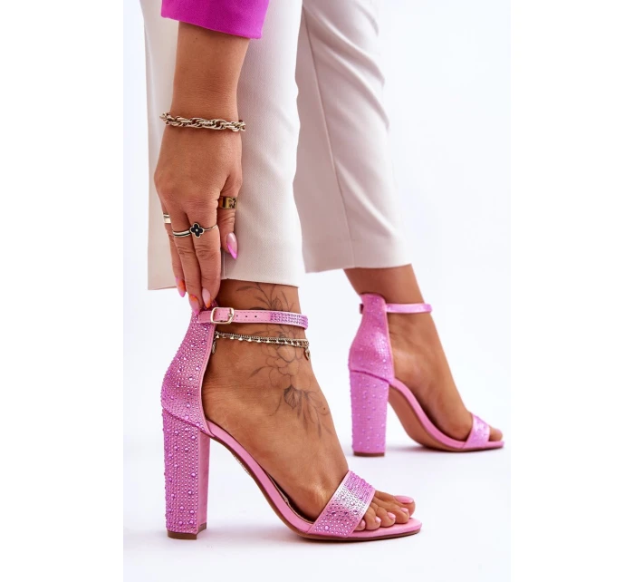 Dámské sandály na vysokém podpatku se zirkony Růžové Idealistic Dámské sandály na vysokém podpatku se zirkony Růžové Idealistic