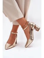 Kožené Lodičky Na Podpatku model 21694769 Zlaté - Maciejka