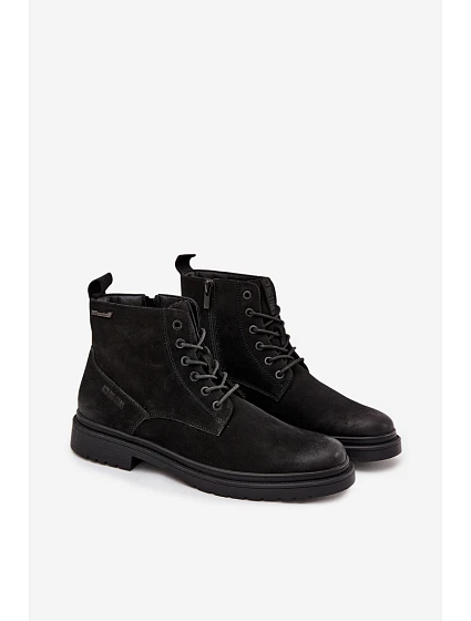 Kožené Zateplené Boty Pro Na Zip Big Star Černé model 21706087 - Big Star Shoes Kožené Zateplené Boty Pro Na Zip Big Star Černé model 21706087 - Big Star Shoes