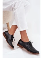 Dámské kožené elegantní šněrovací polobotky model 21707319 Černé - Zazoo