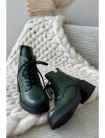 Dámské kožené kotníkové boty na klínu s vyhříváním Vinceza 39950 tmavě zelené