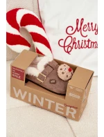 Dámské pantofle s ozdobami a přezkou vyhřívané kožešinou hnědé model 21772630 - Boto Dámské pantofle s ozdobami a přezkou vyhřívané kožešinou hnědé model 21772630 - Boto