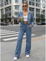 Spodnie damskie z niebieskie model 22016773 - FashionStreet Spodnie damskie z niebieskie model 22016773 - FashionStreet