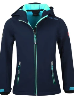TrollKids Dívčí softshellová bunda Trollfjord Jacket navy/mint navy blue (175-132)