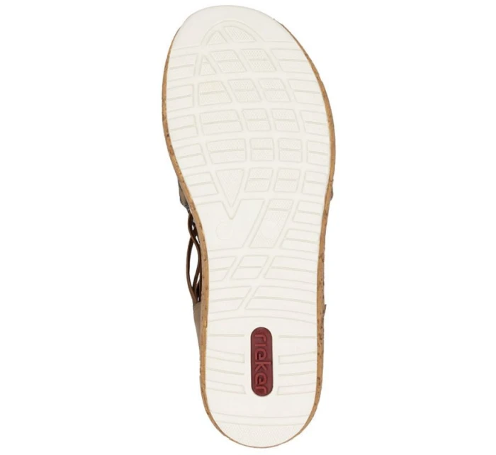 Dámské sandály na platformě s leopardím vzorem v béžové barvě Rieker 62741-90